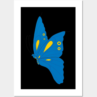 Blue Alice in Wonderland style Butterfly Posters and Art